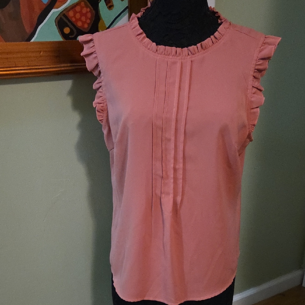 Allegra K Ruffled Blush Pink Blouse